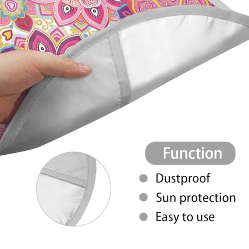Image of Steering Wheel Sun Shade Cover Easy Installation Reflect UV Sun and Heat Mandala Floral Pink Steering Wheel Sunshade Non Slip Car Interior Accessories for Car Truck SUV