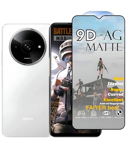 Image of Premium Tempered Glass for REDMI A3X (matte finish glass, Pack of 1) Full Screen Coverage gaming matte Screen Protector Guard (REDMI A3X)