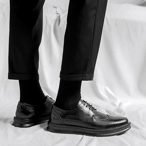 Men's Casual Wingtip Dress Sneakers Classic Leather Dress Shoes Fashion Platform Wingtip Oxford for Men4