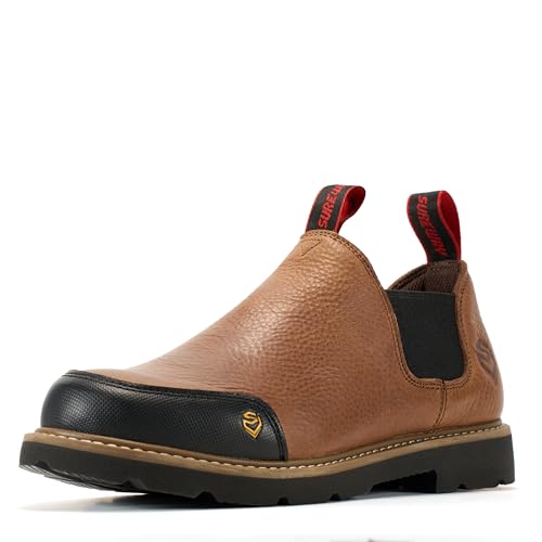 SUREWAY 4 in Mens Slip On Work Boots for Men,Full Grain...