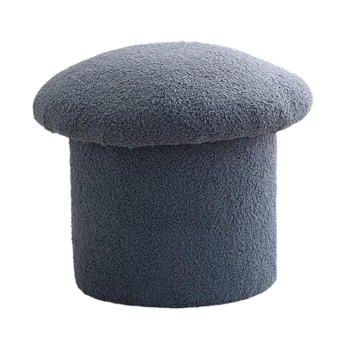 YWJLQH Mushroom Taburete Redondo Reposapiés Otomano Banco Tapizado con Cubierta Desmontable de Madera Y Cashmere Adecuado para Dormitorio Vestíbulo Sala de E, Azul, S