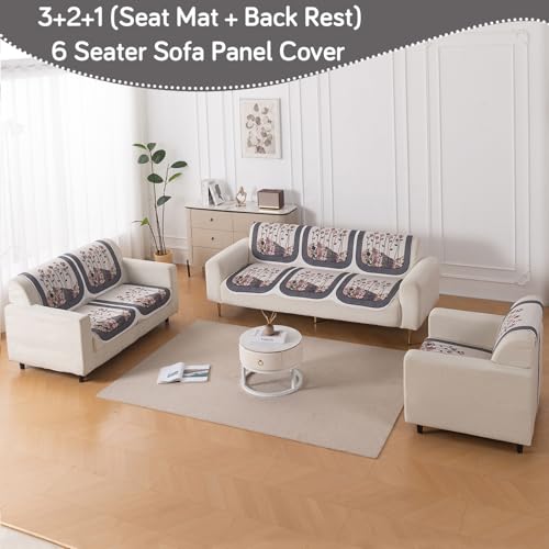 Image of HOKIPO HeavenHue Sofa Cover 6 Seater Panel Set 3+2+1, Mystic Wings