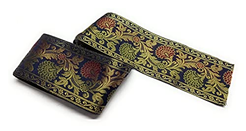 Image of Floral Brocade Ethnic Work Laces and Borders Material for Dresses, Sarees, Lehenga, Suits, Blouses, Dupatta, chunri and Crafts