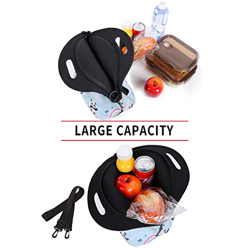 Violet Mist Panda Neoprene Lunch Bag For Women Thermal Insulated Soft Lunch Bag With Extra Pocket Detachable Adjustable Shoulder Lunchbox Handbags Women Men Christmas Gift #TOP3