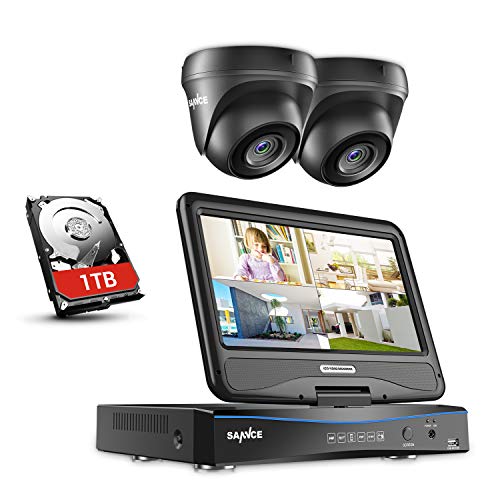 Überwachungsset Videoüberwachung All in one 10,1 Zoll Display 4CH 720P DVR Recorder Überwachungssystem mit 2 Kameras 720P für innen und außen