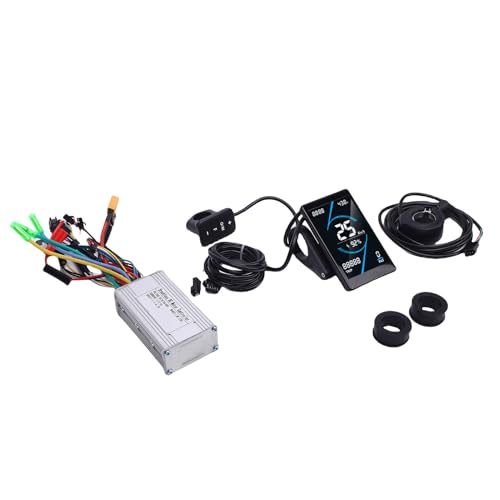 Alomejor Kit de Controlador de Bicicleta Eléctrica, Controlador de Motor sin Escobillas de Onda Sinusoidal 17A con Pantalla LCD T5S y Acelerador de Pulgar 130X para Scooter de Bicicleta