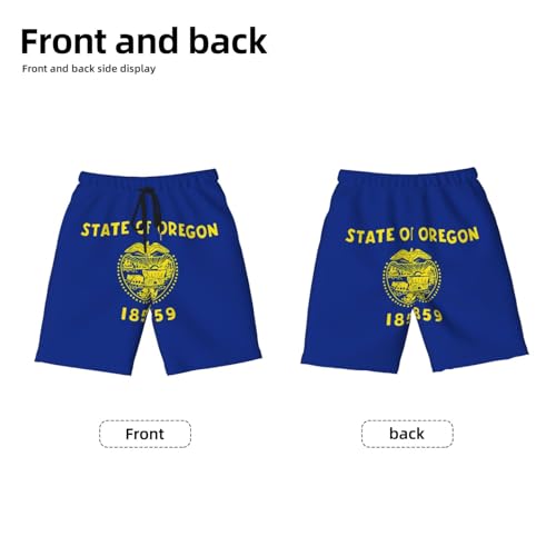 Oregon State Flag Youth Beach Pants, Soft and Breathable, with Drawstring Waist, Suitable for Sports and Leisure.2