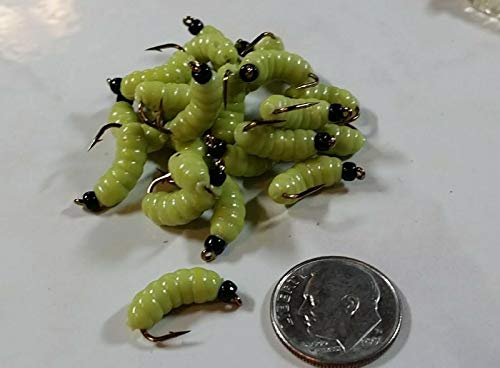 Club Bulk 12 BH Rubber Wax Worm Fly - Apple Green Wet Fly