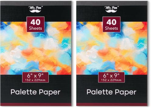 Image of Mr. Pen- Disposable Paint Palette Paper Paint Pad, 6 inch x 9 inch, 40 Sheets (Pack of 2)