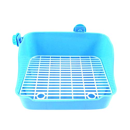 POPETPOP Bandeja de Basura para Pequeños Animales, Papeleras para Conejos, Entrenamiento de Bandeja de Desechos para Hamsters Guinea y Conejillos de Indias (Azul)
