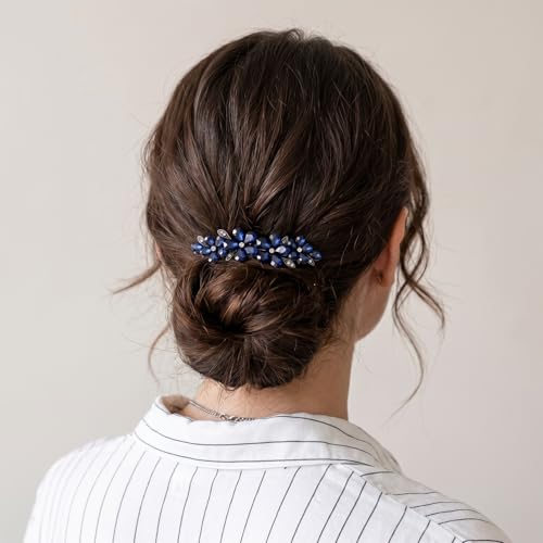 2 pinzas para el cabello con cristales azules miniatura 5