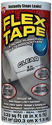 Flex Tape Rubberized Waterproof Tape, 8" x 5', Clear