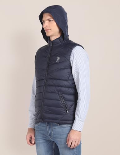 Image of U.s.polo association men's concealed hood sleeveless jacket