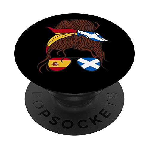 Spain and Scotland Mix Half Spanish half Scottish PopSockets Swappable PopGrip, Black