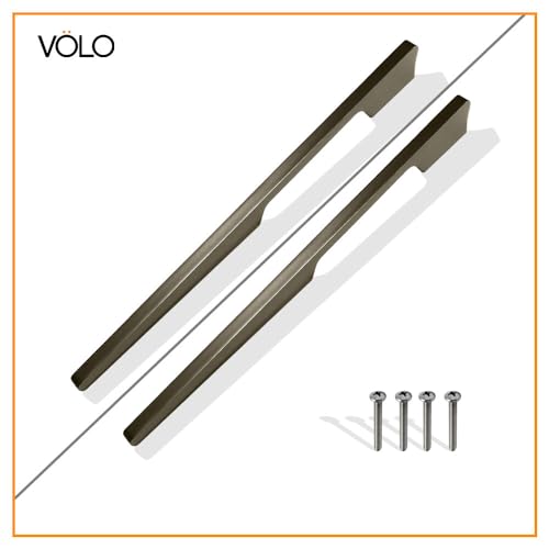 Image of VOLO Aluminium Wardrobe Handle - Elegant Pull Handle for Wardrobe Doors, Cabinet Doors, and Drawers in Kitchen, Office, and Bedroom (Pack of 2 Pieces) (SAC-40 Satin 12 Inc (288mm))