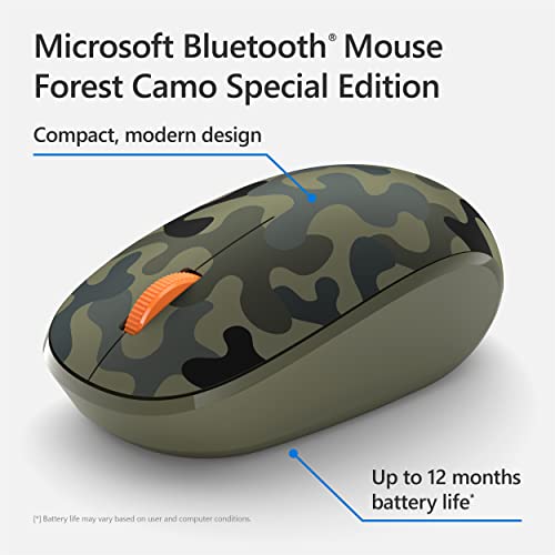 Image of Microsoft Bluetooth Mouse - Forest Camo. Compact, Comfortable Design, Right /Left Hand Use, 3-Buttons, Wireless Bluetooth Mouse for PC /Laptop /Desktop, Works with for Mac /Windows Computers