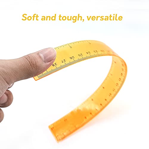 Color Transparent Ruler Plastic Rulers - Ruler 12 Inch, Kids Ruler For School, Ruler With Centimeters, Millimeter And Inches, Assorted Colors, Clear Rulers, 7 Pack School Rulers #TOP3