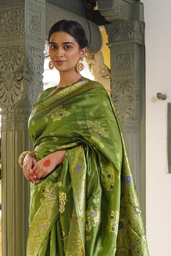 Image of Subham Women Saree Soft Silk Cotton Banarasi | Polished Professional Daily Wear Sari with Blouse fabric