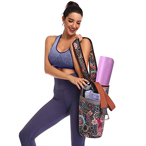 SmarTopus Yoga Mat Bag Casual Fashion Canvas Yoga Bag Backpack with Large Size Zipper Pocket Fit Most Size Mats Yoga Mat Tote Sling Carrier