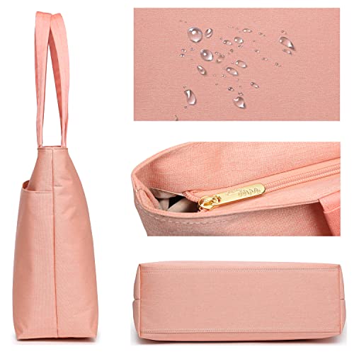 Water Resistance Nylon Laptop Tote Bag Computer Travel Carrying Shoulder Bag (14-15.6 Inch, Peach Pink)3