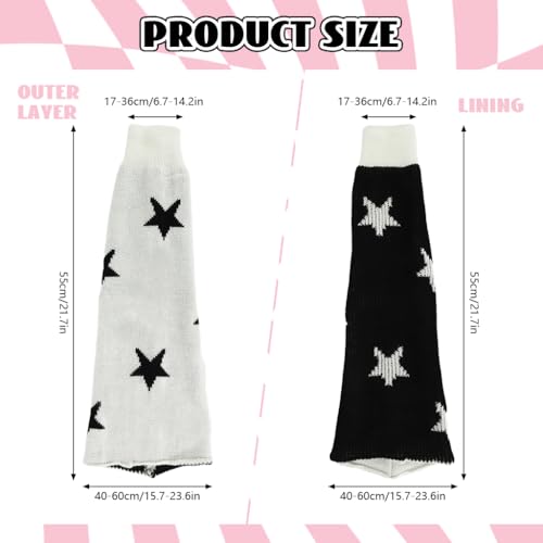 Image of SANNIDHI Leg Warmers for Women Winter Star Print Knit Long Socks for Girls Leg Warmers y2k Accessories Clothes, Elastic Anti-slip Fashion Stockings Stylish Socks for School Girls - 21'' Long, 1 Pairs