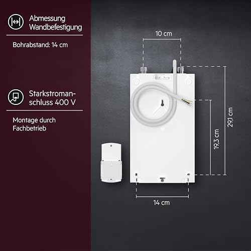AEG DDLE 230769 Electronic Compact Instantaneous Water Heater FB 11/13 kW with Remote Control for the Kitchen, Made in Germany, Fixed Connection 400 V, Solar-safe, Under-Sink Mounting, VDE Tested