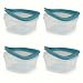 Utensilux Storage Containers, Easy Find Lids, Teal, 2 Cup pack of 4, Flex & Seal, Leak Proof Lids, Food Storage Set, Clear Meal Prep Flex Containers, Assortment
