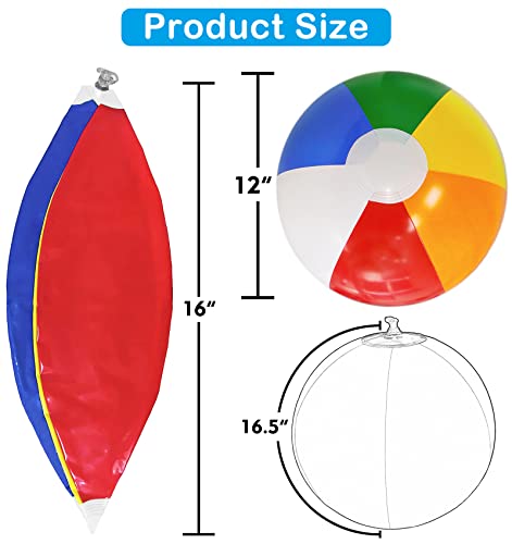 Lamnhin Hawaiian Tropical Theme 16'' Beach Balls - 3 Pack, 12'' Inflatable, Multicolor, PVC, Beach & Pool, Kids