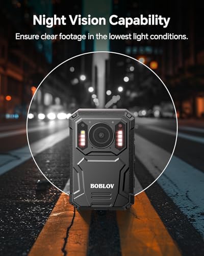 BOBLOV KJ23PRO 2K Wearable Body Camera, Built-in 64GB Bodycam Camera with Sound, Night Vision, 4000mAh Battery for 15 Hours Recording, IP66 Waterproof for Law Enforcement, Security, and Police