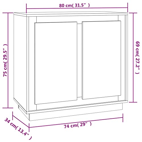 Aparador Sonoma Roble de 80x34x75 cm en madera con 4 compartimentos 4