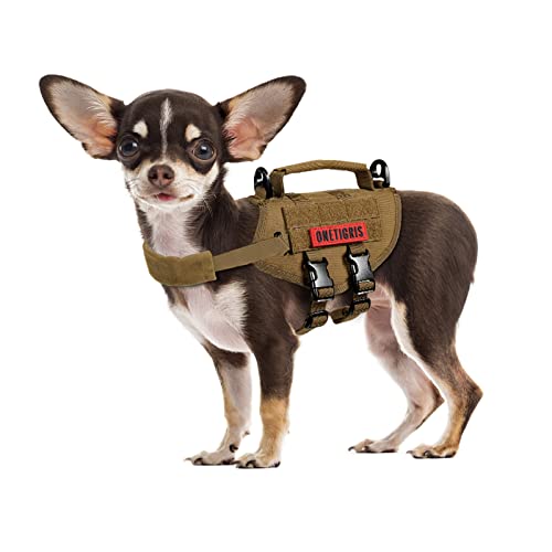 Tactical Dog Harness, Milltary Dog Vest with Durable Vertical Handle for XXS Puppy Dog
