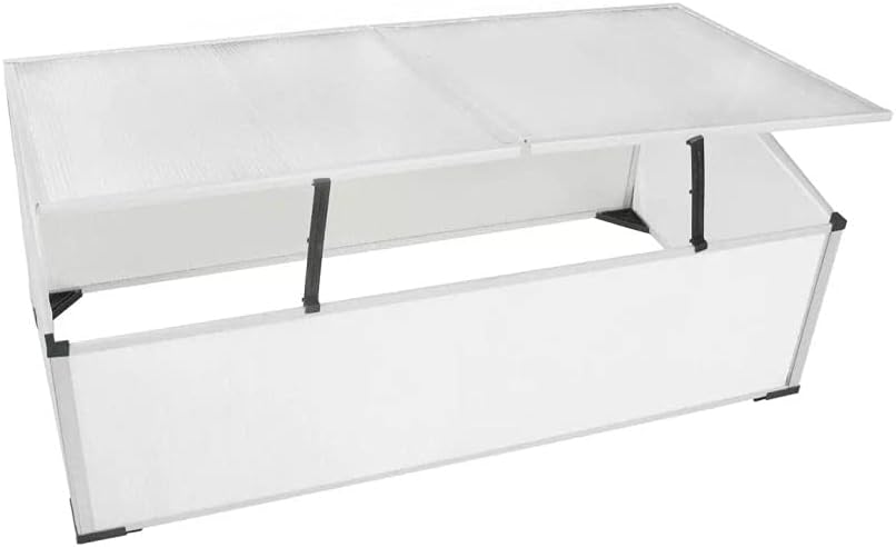 Garden Aluminum Cold Frame Greenhouse with 2 Lids, UV-Resistant Portable Mini Greenhouse Cabinet Flower Planter Shelf Protection