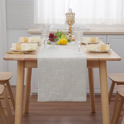 homing Neutral Beige Cloth Table Runner – Cotton Linen Blend Washable Farmhouse Dining Table Runner for Indoors & Outdoors, Easy to Clean, 13\'\' x 72\'\'