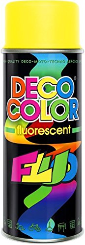 DECO COLOR Fluorescent 400ml Spray Paint Fluo Visible NEON Bright Blazing Glowing Art Craft (Yellow)