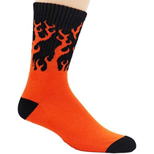 Black and Orange Fiery Flames Performance Athletic Crew Socks