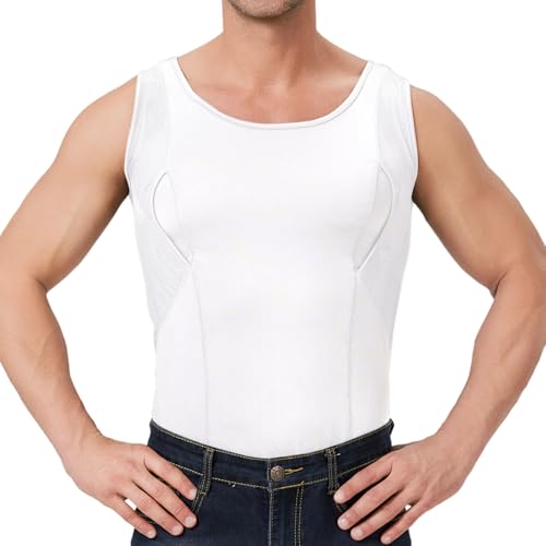 Concealed Carry Holster Tank Top Mens Crew Neck Sleeveless Conceal Carry Shirts Clothing for Men with Large Pockets