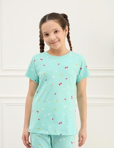 Image of Amazon Brand - Symbol Girls 100% Cotton Night Suit Set |Half Sleeves T-Shirt & Pajama Set | Age 2-14 Years