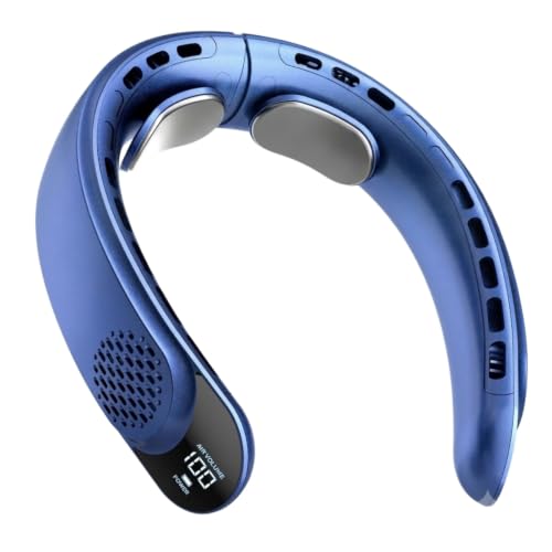 WANWEN Ventilador de Cuello Portátil Silencioso, 4000 mAh, 4 Velocidades, para Usar en Exteriores, Viajes, Trabajo (Negro)