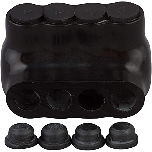 Image of Morris Products 97526 Black Insulated Multi-Cable Connector - Single Entry 4 Ports 1 /0 - 14, 4, 4 AWG, Dual Rated CU9AL Aluminum, 600V, cULus Listed