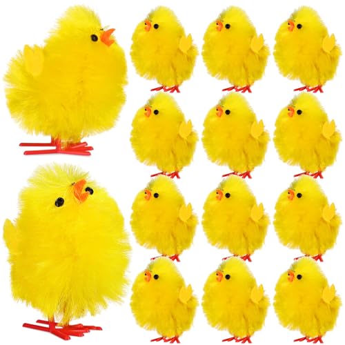BESPORTBLE 36Pcs Fluffy Yellow Easter Chicks, 3cm Mini Fluffy Chicks Cute Fully Easter s Baby s for Party Favors, Egg Bonnet Decoration, Egg Hunt Activities