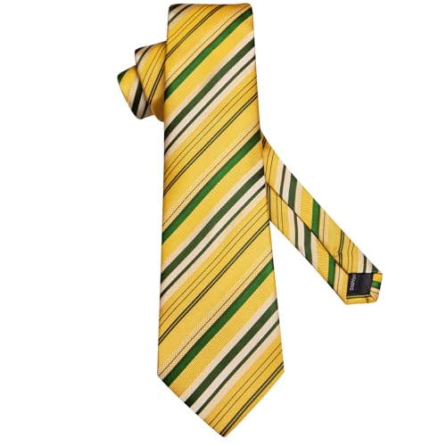 Image of Hi-Tie Men's Tie Sets Silk Paisley Striped Necktie Pocket Square Cuff-links Sets Wedding Business Holiday
