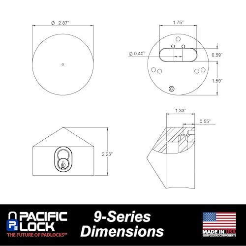 Image of PACLOCK's 9-Series Patented Cone Puck w /Tapped Holes, High Security Rotating Disc, Manufacturer-Controlled Key Assigning, Exclusive Key Number, U-Pick! Keyed Alike w / 1 Key, Stainless Steel