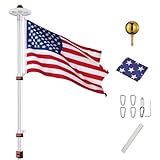 Yeshom Silver 20Ft Telescopic Flag Pole Kit Heavy Duty...