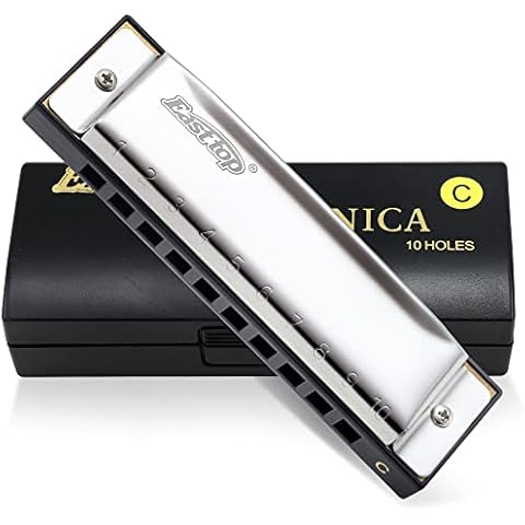 East Top Diatonic Harmonica C key, 10 Holes Blues Harmonica T10-3, Blues Harp Mouth Organ harmonica with Case for Adults, Professionals, Beginners and Students Cover