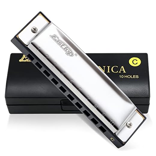 East top Harmonica for Beginners Key of C, 10 Holes 20 Tones, Stainless Steel Harp Diatonic Blues Harmonica for Adults, Teenagers, Versatile for All Levels of Players