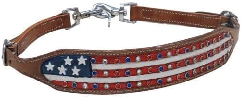 Showman Painted American Flag Leather Wither Strap w/Crystal Rhinestones