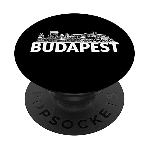 Budapest Hungary City Skyline Silhouette Outline Sketch PopSockets Swappable PopGrip, Black