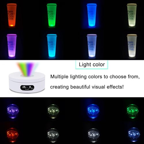 Miniatura 2 de Yvvv - Bandeja Giratoria Eléctrica Led 360 - Expositor Giratorio Silencioso Con 8 Colores, Sentido Y Velocidad Ajustables, Base Blanca 12 Cm, Alimentación Usb O Pilas Para Exposiciones