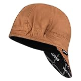 ARCCAPTAIN Reversible Welding Cap with Elastic Retractable Band, 8 Panel Protective Welders Cap, 10 oz Fireproof Cotton Comforts for Safety and Protection While Welding to Men Women, 7 1/4, Khaki
