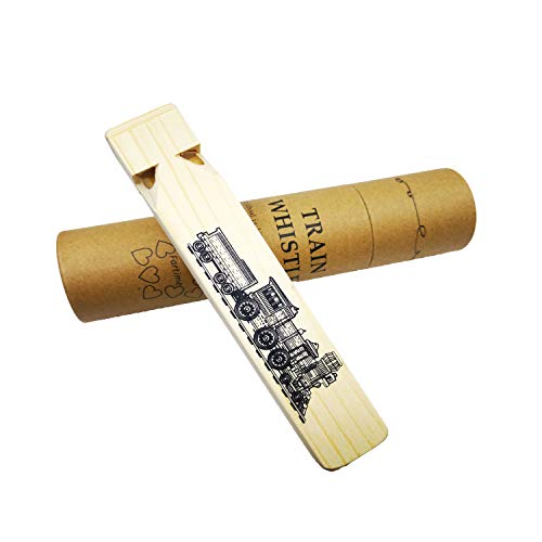 Fartime Wooden Train Whistle With A Beautiful Gift Box, 4 Tone Toddlers Educational Party Favors Toy Gift with Blast Chart for Kids
